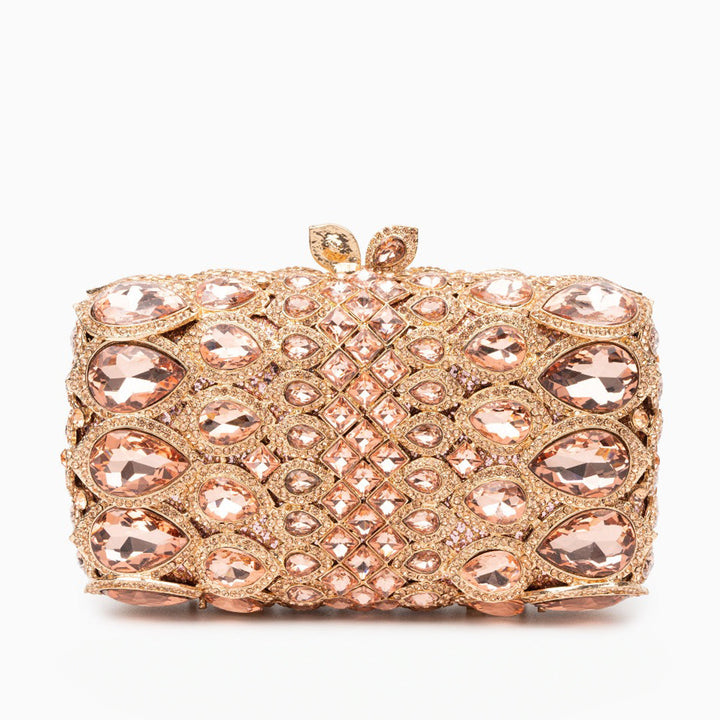 Reina Rhinestones Crystals Clutch Bag - Rose Gold
