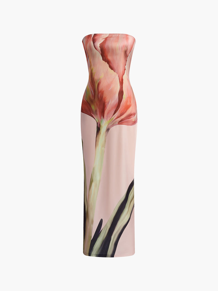 Camellia - Floral Print Satin Dress
