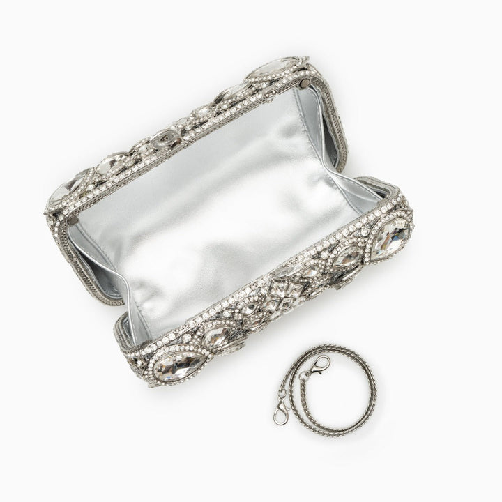 Reina Rhinestones Crystals Clutch Bag - Silver